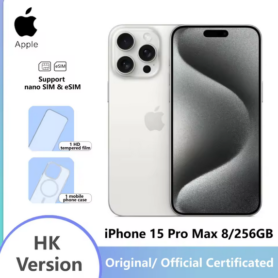 Original Smartphone 99% New Apple Iphone 15 Pro Max 6.7" OLED Display 48MP Camera, Dual SIM 4422mAh Battery(Renewed Premium)