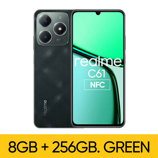 realme C61 Smartphone 5000mAh Battery 15W SUPERVOOC Charge 50MP AI Camera 90Hz Display IP54 AI Engine 256GB NFC Russian Version