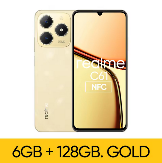 realme C61 Smartphone 5000mAh Battery 15W SUPERVOOC Charge 50MP AI Camera 90Hz Display IP54 AI Engine 256GB NFC Russian Version