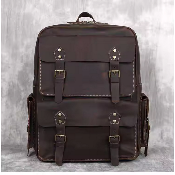 intage Crazy Horse Genuine Leather Backpack Men Bagpack Cowhide Hiking Backpack 17"laptop Bag Male Travel Rucksack Large M815